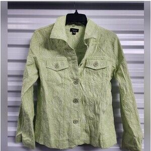 Analogy Women’s PM Jacket Green Embroidered Jean Style Cotton Western